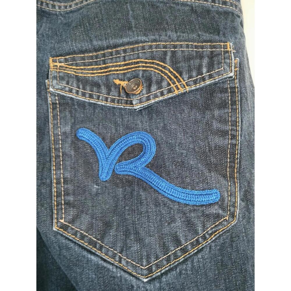 Rocawear Classic Fit Jeans Mens 38x32 Blue Denim EmbroideredLogo Back Pocket y2k